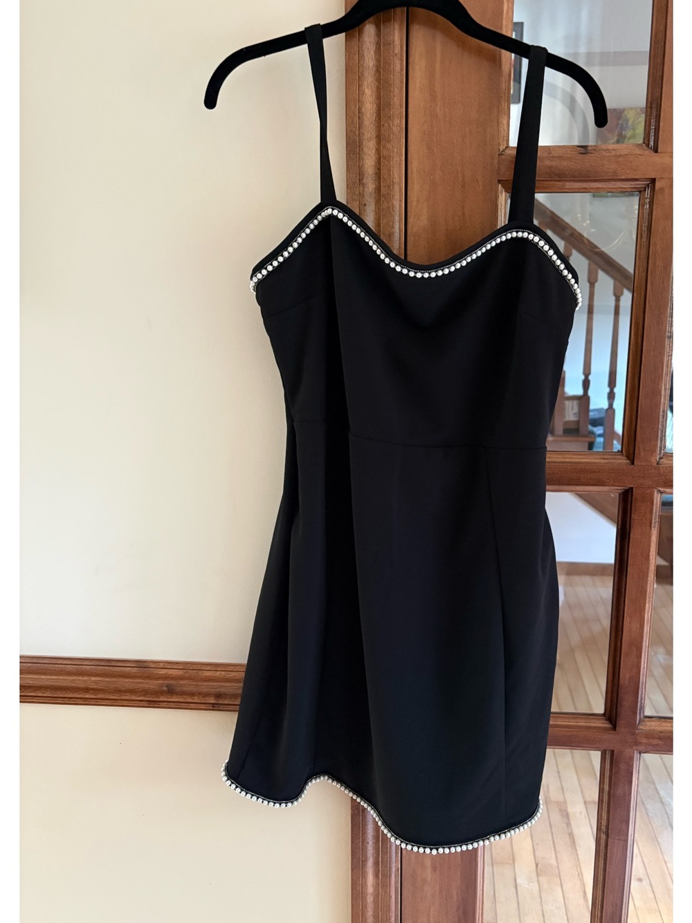 Speechless Black Mini dress with pearl/rhinestone trim size XL
